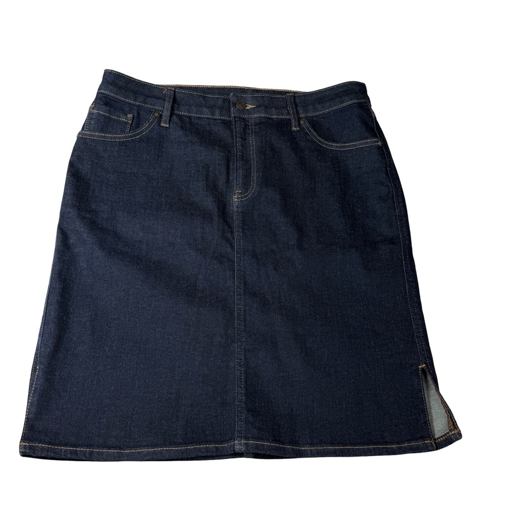 Chico’s Jean Skirt Denim SZ 2 12 Dark Wash Casual Spring Pockets Pencil Vacation - Picture 7 of 7